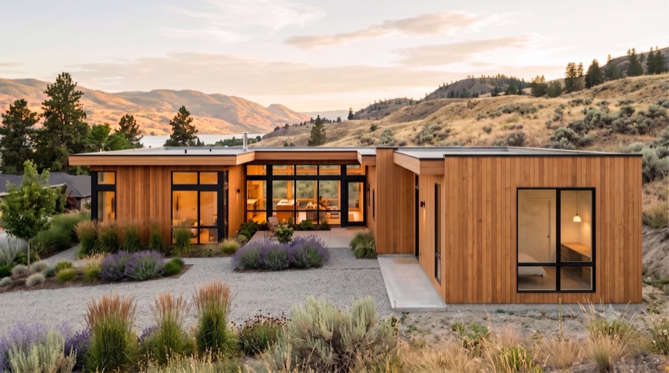 Later: a matching cedar wing on that pad. Same roof, one more room.