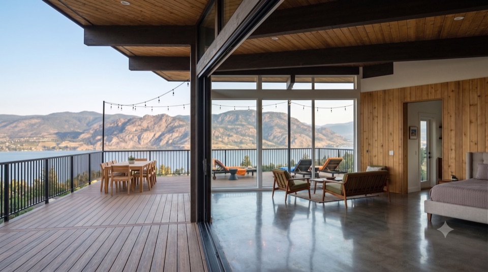 The rooftop deck and the long view.