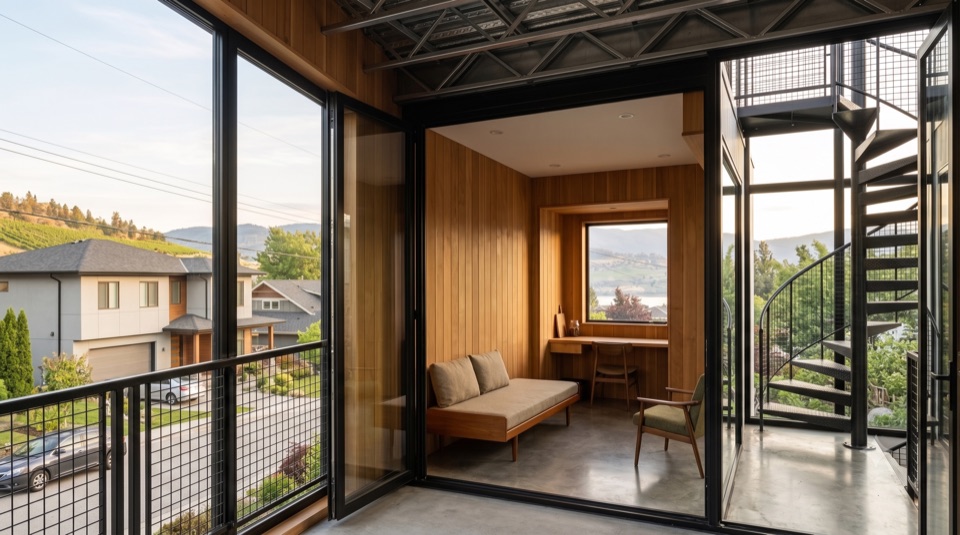 The rooftop deck and the long view.
