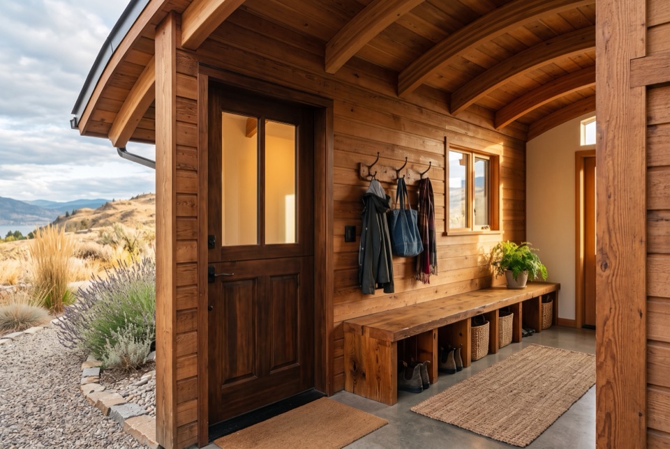 Mudroom at family door.