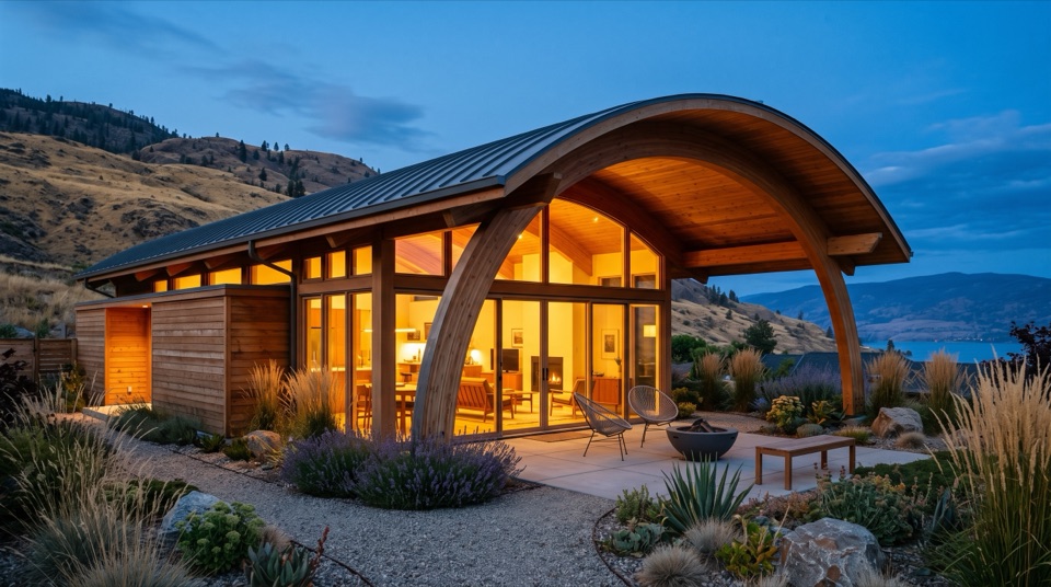 The garden side opens wide in glass and warm light. The face the family lives with.