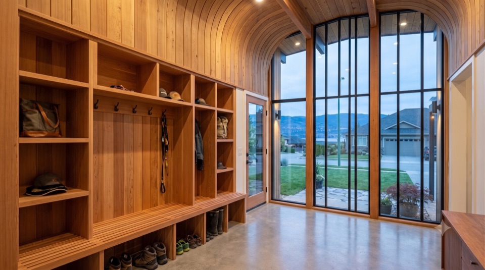 A mudroom built for boots and bikes.