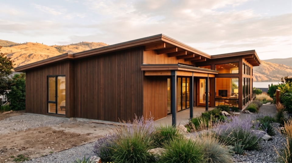 Later: a matching cedar wing on that pad. Same roof, one more room.