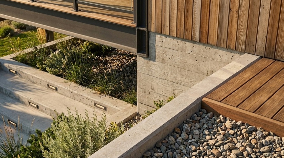 Terraced site, up close.