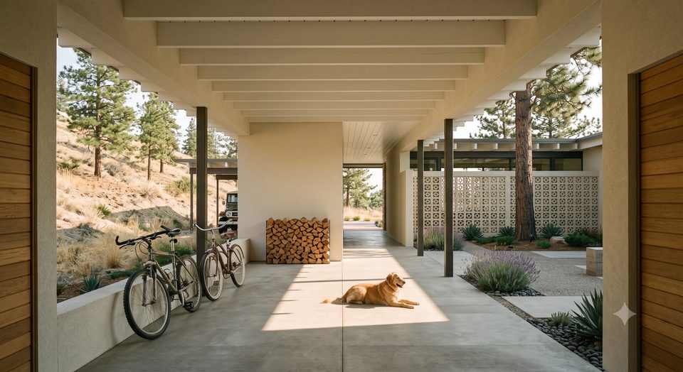 The breezeway. The cheapest square footage in the house and the part everyone uses.